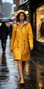 Rainfreem, chaqueta ligera de PU para mujer, gabardina impermeable con capucha para protección contra la lluvia al aire libre, decoración de logotipo personalizable - Product Image 6