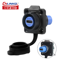 Connecteur femelle à bride métallique Cnlinko LP16 TYPE-C, étanche IP68, prise circulaire pour l'automatisation industrielle en environnements difficiles