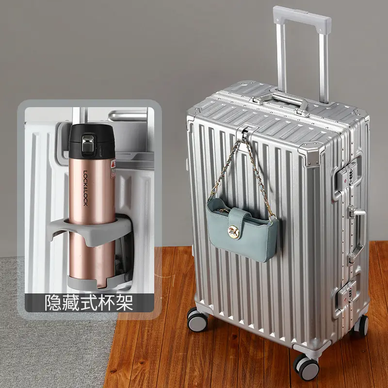 PC hành lý với Khung Nhôm 20inch lên máy bay trường hợp đa chức năng trường hợp du lịch với cup chủ USB sạc xe đẩy