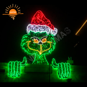 Custom Wholesale Grinch <strong>Christmas</strong> Lights Motif <strong>Outdoor</strong> LED Lighted Yard <strong>Decoration</strong> Animated Large Grinch Face <strong>Decorations</strong> Lights - Product Image 5