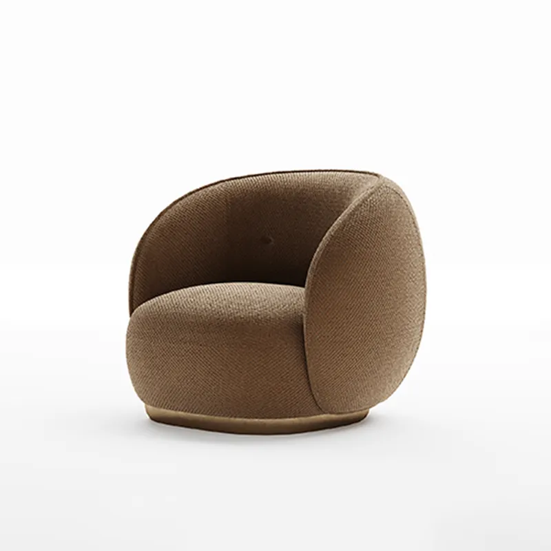 High-end brown fabric round accent lounge chair sofa furniture modern luxury living room chairs