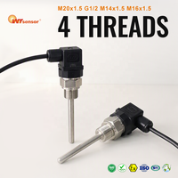Capteur de température WTsensor Pt100 Pt1000 RTD, grade A, -50~650°C, IP65, SS304, sonde de 8 mm, personnalisable avec montage fileté M20x1.5