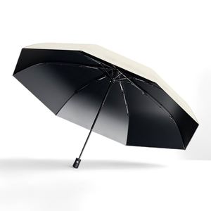 Parapluie pliant promotionnel en gros à trois sections, entièrement automatique, en bois massif, classique, noir, avec logo personnalisé - Product Image 5