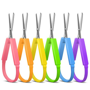 Safety Ring Scissors Automatic Spring Loaded Childrens Art Office Student Paper Cutting Stainless Steel V Shaped Home Use - Product Image 1