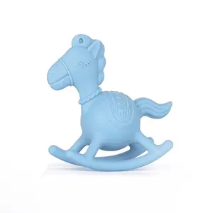 Teething Toys OEM Manufacturer Horse Shape Silicone Baby Rattle Chewable Toy Silicone Baby Teether