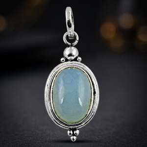 Art Palace Tibetan Silver <b>Opal</b> Solitaire <b>Pendant</b> Classic Bezel Setting Unisex Gift Jewelry - Product Image 2