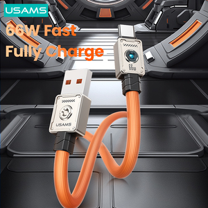 Usams sj686 66 Wát sạc nhanh USB-C Cáp dữ liệu với ánh sáng Kẽm hợp kim điện thoại di động siêu sạc cáp kabel - Product Image 3