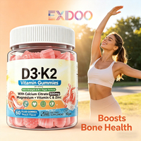 Gomitas con Centro Relleno de Vitamina D3 K2 de Marca Privada, Sin Azúcar, Suplemento de Vitamina D3 K2, Favorece la Salud de Huesos y Músculos, Sin Gluten, Vegano