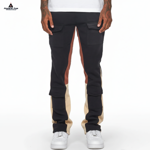 Pantalones de chándal personalizados para hombre, de algodón 100% pantalones de chándal, pantalones apilados con serigrafía personalizada, ropa de calle, pantalones de chándal acampanados a rayas - Product Image 1