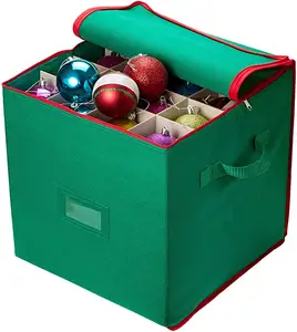 Aufbewahrungsbox für Weihnachtsschmuck Geschenk mit Griff und Reißverschluss verstellbares Fach