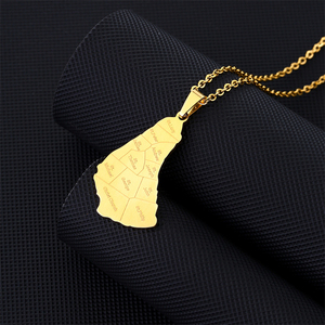Mapa de moda de acero inoxidable de la <span class=keywords><strong>isla</strong></span> de Barbados con colgante de <span class=keywords><strong>nombre</strong></span> de ciudad collares plata/oro Color mapas joyería - Product Image 3