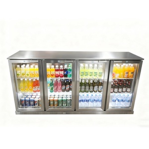 NE-400C-P four door stainless steel shelf digital display countertop back <b>bar</b> cooler refrigeration <b>bar</b> cabinet - Product Image 2