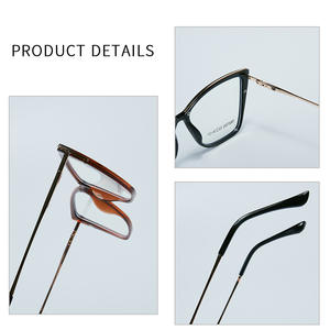 87093 Lunettes anti-lumière bleue œil de chat, monture intégrale, branches métalliques à ressort, unisexe, verres plats, style européen - Product Image 4