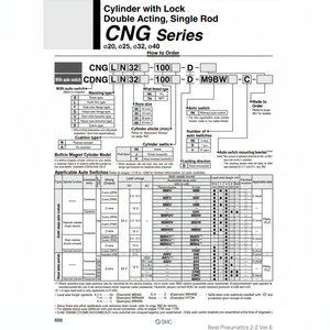 SMC Pneumatics <b>Lock</b> <b>Cylinder</b> CDNGBN40-400-D - Product Image 1