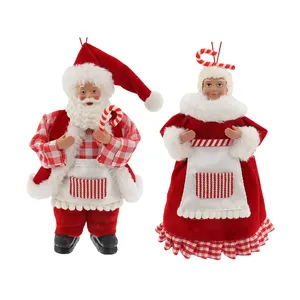 전통적인 휴일 장식 여성 산타 클로스 인형 크리스마스 장식 9 인치 산타 클로스 장난감 매달려 장식품