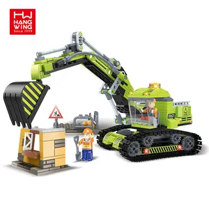 HW oyuncaklar ile 461 adet çocuklar yıkım traktör kürek modeli eğitim küçük tuğla Diy yapı taşları Set