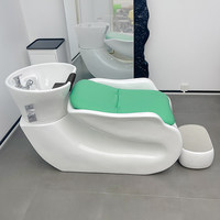 Nouveau lit de lavage de luxe durable pour salon, avec design moderne et simple en céramique et acier inoxydable, semi-inclinable et à hauteur réglable pour salon de coiffure