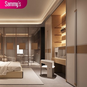Armoire de chambre à coucher autoportante moderne en bois sur mesure de Guangzhou Foshan avec portes coulissantes style Shaker, mobilier écologique - Product Image 2