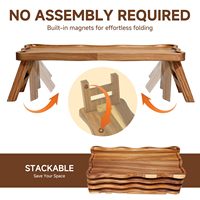 Plateau de service rectangulaire pliable en bois d'acacia |   Présentoir de style rustique pour aliments, desserts, cupcakes et charcuterie pour fêtes