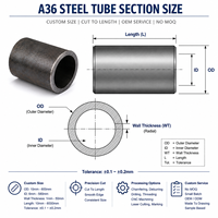 Separador de Tubos de Acero al Carbono 1045 Mecanizado por CNC, Diámetro Exterior 38 x 3 mm x 120 mm, Tratamiento de Superficie con Óxido Negro, Modelo PTM-0459