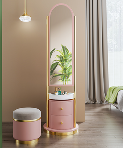 Coiffeuse Moderne Simple en <span class=keywords><strong>Fer</strong></span> <span class=keywords><strong>Forgé</strong></span> Artistique pour Petit Appartement avec Chaise et <span class=keywords><strong>Miroir</strong></span> - Product Image 1