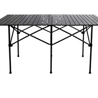 Table de camping pliante rectangulaire en aluminium robuste et légère pour pique-nique en plein air, barbecue, plage, taille 95x55x70cm