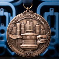 Médaille en métal de trophée de bâtiment d'équipe d'entreprise sans militaire de bronze vintage