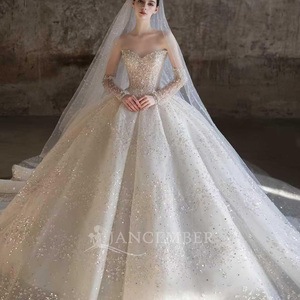 Robe de mariée Lsjj124, épaules dénudées, appliques perlées, cristaux, laçage, Vestido De Novia Jancember - Product Image 5