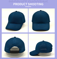 Sombrero de malla deportiva de golf de poliéster estructurado con logotipo personalizado del fabricante, gorra de béisbol en blanco perforada con agujero cortado con láser