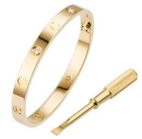 Bracelet de couple unisexe de luxe de créateur, plaqué or 18 carats, zircon, breloque tendance, vente en gros, style tournevis, style mode