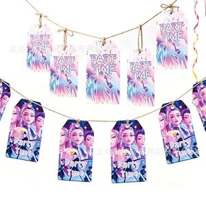 Marchandises Kpop Devil Girl : Bannière d'<span class=keywords><strong>anniversaire</strong></span>, Support à gâteau, Étiquette suspendue, Marque-page, Piñata, Sac cadeau, Boîte à bonbons, Décoration de fête Demon Hunter - Product Image 3
