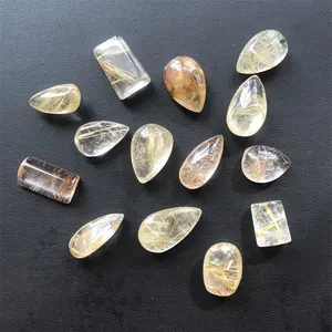 Wholesale Natural Golden Hair Quartz Crystal Rutilated Quartz Crystal Stone Pendant For Gift