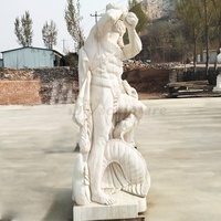 Statue d'Hercule en marbre, statue d'Hercule avec sculpture à la main, statue grecque d'Hercule