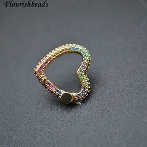 流行珠宝发现彩虹锆石锆石水钻珠子铺路心形椭圆形圆形项链弹簧扣