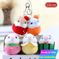 Porte-clés en peluche personnalisé en gros, motif hamster fruitier, 10 cm, petit hamster de dessin animé, poupée en peluche, pendentif de sac à dos, décoration, cadeau