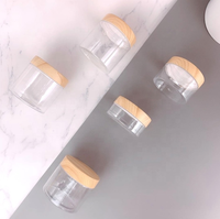 Pot en Plastique Transparent 100ml/200ml/300ml/500ml avec Couvercles en Bois à Vis, Récipient Vide pour Crème Cosmétique, Poudre, Boîte de Maquillage
