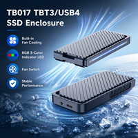 Enclosure SSD Thunderbolt 3/USB4 M.2 NVMe/SATA PCIe Gen4x4 40Gbps dengan Kipas Terintegrasi RGB LED, Tanpa Alat, Kapasitas Maksimal 8TB, Casing Aluminium 2230-80