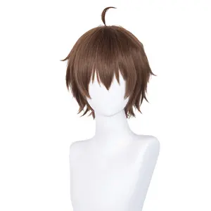 Brown Anime Wig for Cosplay Men Short Spiky Hair Synthetic Wig with Bangs Cosplay Costume Wig for Boys Fancy Party