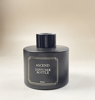Diffuseur de parfum d'ambiance vide rond noir mat 50ml/100ml avec bâtonnets en rotin noir