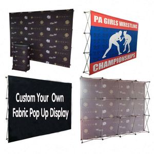 Custom 8Ft/10Ft Straight Pop up Tension Fabric <b>Pull</b> up Banner Tradeshow - Product Image 1