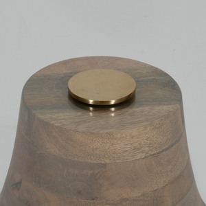 Mesa de Centro Redonda de Madera Rayada con Tapa de Vidrio y Base de Madera Sólida para Patio, Balcón y Uso en Exteriores - Product Image 4