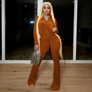 Ensemble <span class=keywords><strong>pantalon</strong></span> deux pièces en <span class=keywords><strong>velours</strong></span> extensible respirant et écologique pour <span class=keywords><strong>femme</strong></span>, style décontracté, longueur au-dessus du genou, collection automne - Product Image 3