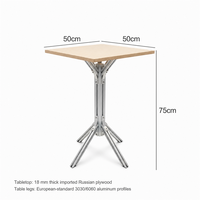Ensemble de table en contreplaqué marin avec pieds en aluminium OEM ODM, ensemble de chaises de café commercial, chaise de salle à manger, table de bistrot