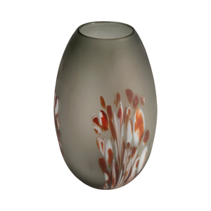 Vaso in Vetro Satinato con Dettagli Rossi Artistici, Vaso Decorativo per Fiori per Arredamento Soggiorno - Product Image 5