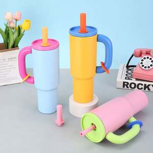 Mango de vaso de acero inoxidable de 40Oz, tapa sin BPA, cubierta de paja, 304, Material americano para bebidas frías y calientes, viaje, novedad - Product Image 3