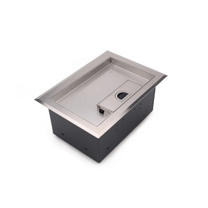 SS304 Safe Closing Floor Socket Box with <b>Ethernet</b> and Power Ports for Conference Systems - Product Image 2