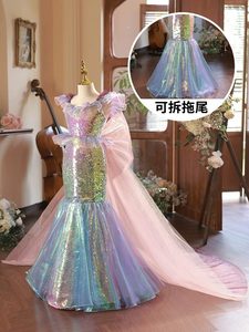 Vestido de Princesa Sirena de Ganchillo Exquisito para Niñas, Sin Mangas, de Malla, Elegante y de Ensueño, para Fotografía, Ropa Infantil - Product Image 4