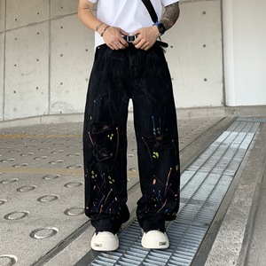 <span class=keywords><strong>Jeans</strong></span> Rectos Lavados Retro 2025 para <span class=keywords><strong>Hombre</strong></span>, Pantalones Vaqueros Holgados de Moda Urbana, Estilo Hip Hop, Desgastados, Y2k - Product Image 3