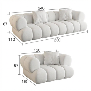 Divano Modulare Moderno Minimalista in Tessuto Bianco, <span class=keywords><strong>Arredamento</strong></span> di Lusso Italiano per Soggiorno, Divano Angolare a L Curvo - Product Image 3
