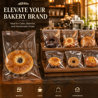 Sacs de boulangerie transparents OPP auto-adhésifs en BOPP pour pain, bagels, beignets, pâtisseries, gâteaux faits maison, produits de boulangerie-café
